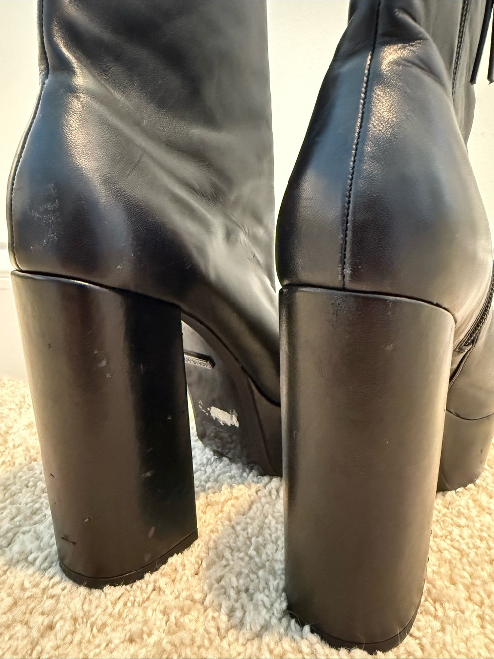 Vintage Topshop Y2K Black 5” Platform Boots EU 38 US 7.5 - Picture 6 of 8